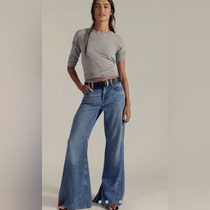 Free People Live Wire Flare Jeans We The Free Frayed High Voltage Blue